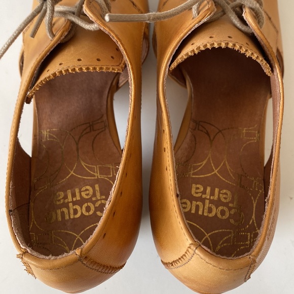NWOT Anthropology X Coque Terra Leather Oxford Block Heel-Ocher yellow EU38-US 7 - Picture 13 of 15